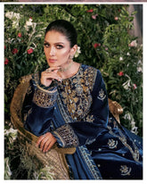 kp607-Embroidered Velvet Three piece With Embridered Chiffon Duppatta